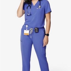 Figs Denim Blue Catarina Scrub Top XXS
